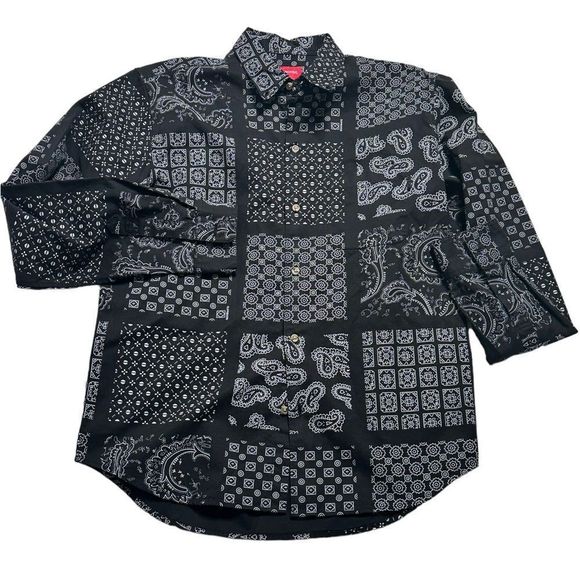 Supreme Paisley Print Long Sleeve Button Up Shirt Size Medium - Picture 2 of 9